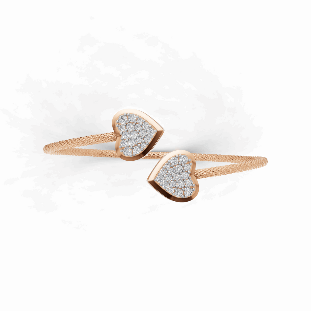 Twin Hearts Bracelet - 18Kt Rose Gold vermeil