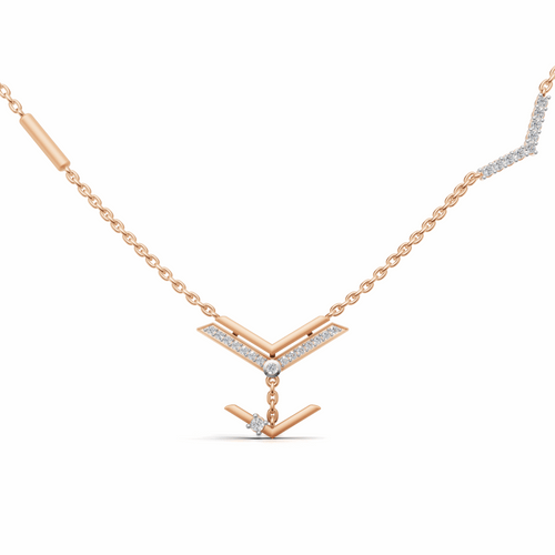 "Arrow of Light" Diamond Necklace-18Kt Rose Gold vermeil