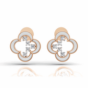 Clover Diamond Stud Earrings-18Kt Rose Gold vermeil