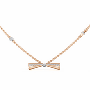 Diamond Bow Pendant Necklace-18Kt Rose Gold vermeil