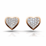 Load image into Gallery viewer, Diamond Flooded Heart Earring - 18Kt Rose Gold vermeil
