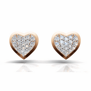 Diamond Flooded Heart Earring - 18Kt Rose Gold vermeil