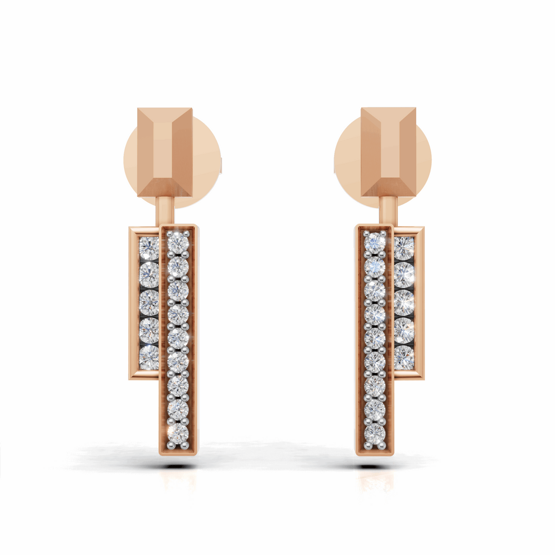 The "Bar & Stud" Earrings-18Kt Rose Gold vermeil