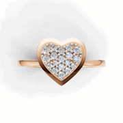 Diamond Flooded Heart Ring - 18Kt Rose Gold vermeil