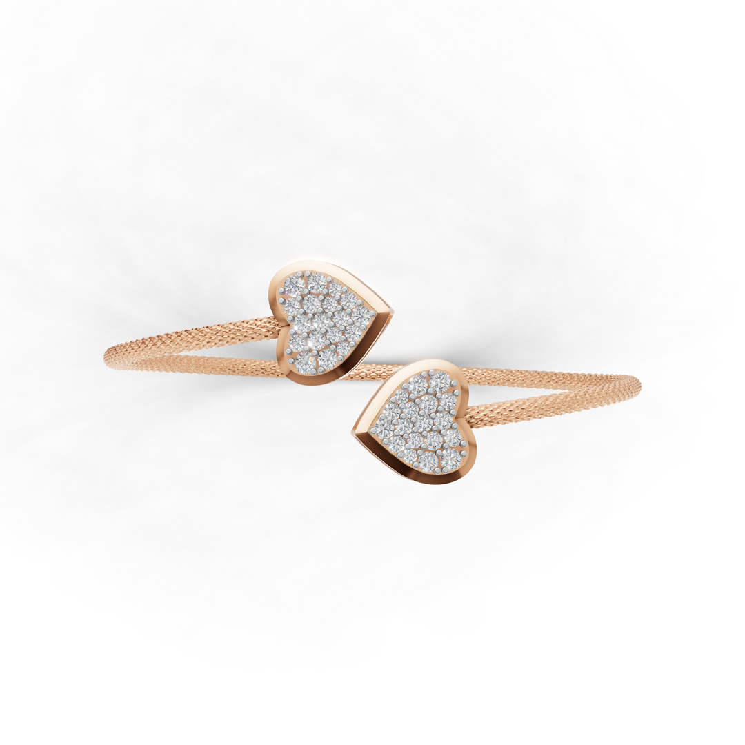 Twin Hearts Bracelet - 18Kt Rose Gold vermeil