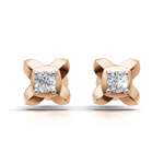 Load image into Gallery viewer, Criss-Cross Shank Diamond Earring - 18Kt Rose Gold vermeil
