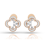 Load image into Gallery viewer, Clover Diamond Stud Earrings-18Kt Rose Gold vermeil
