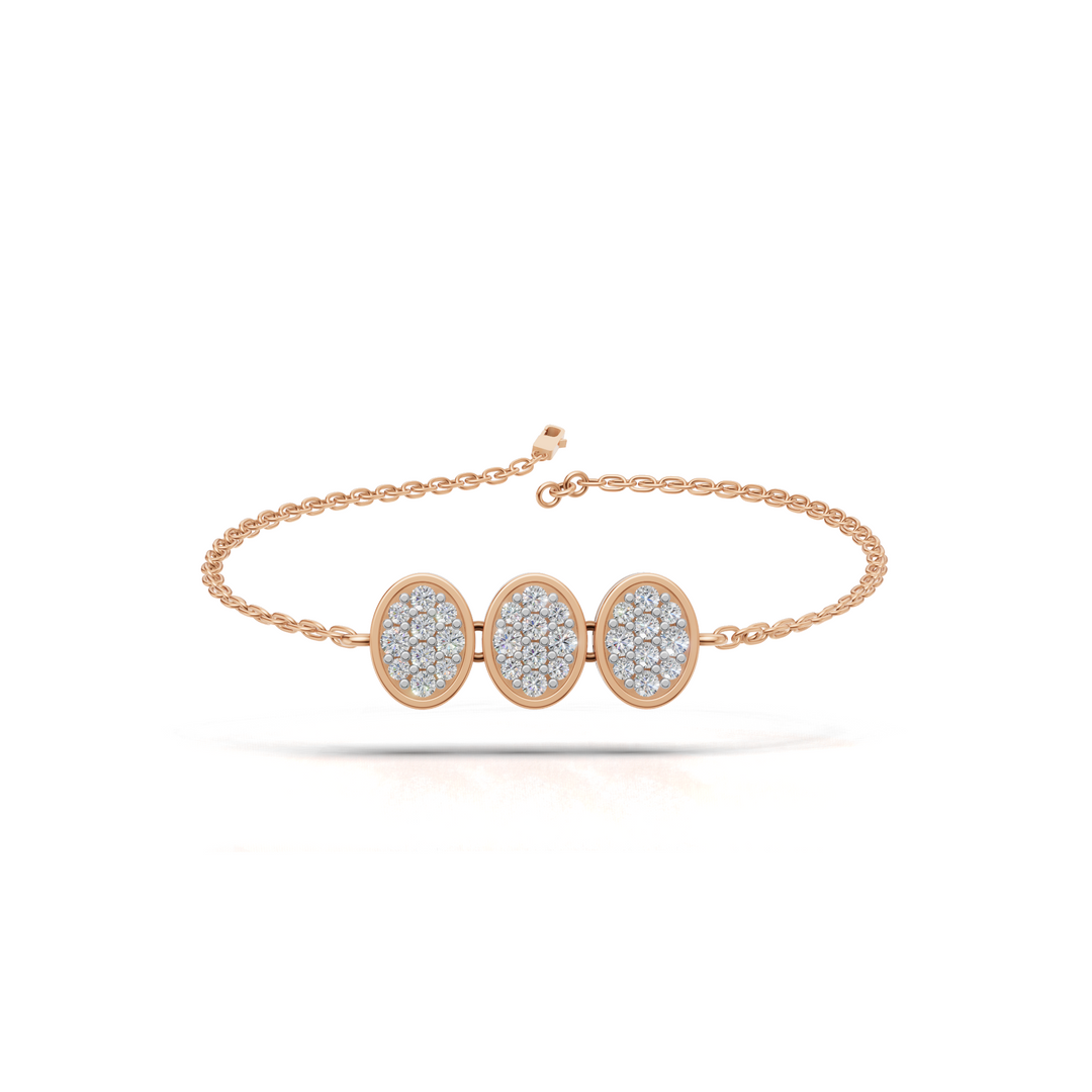 Trio Cluster Bracelet - 18Kt Rose Gold vermeil