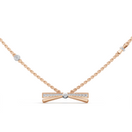 Load image into Gallery viewer, Diamond Bow Pendant Necklace-18Kt Rose Gold vermeil
