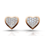 Load image into Gallery viewer, Diamond Flooded Heart Earring - 18Kt Rose Gold vermeil
