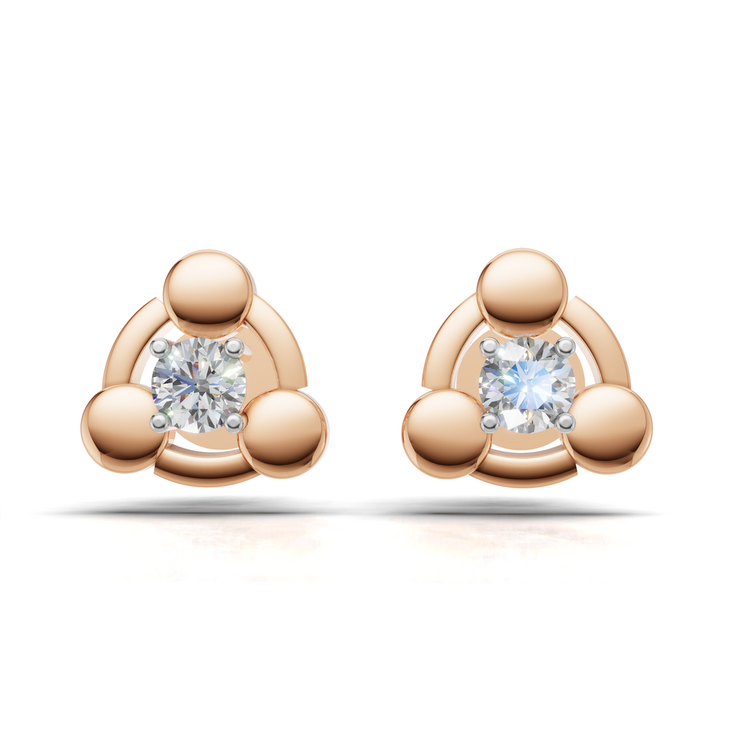 Floating Diamond Solitaire Earring - 18Kt Rose Gold vermeil