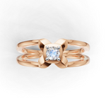 Load image into Gallery viewer, Criss-Cross Shank Diamond Solitaire Ring - 18Kt Rose Gold vermeil
