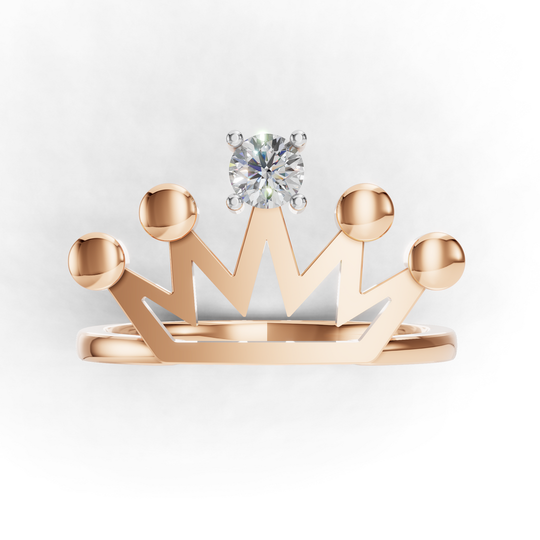 Crown Solitaire Ring - 18kt Rose Gold vermeil