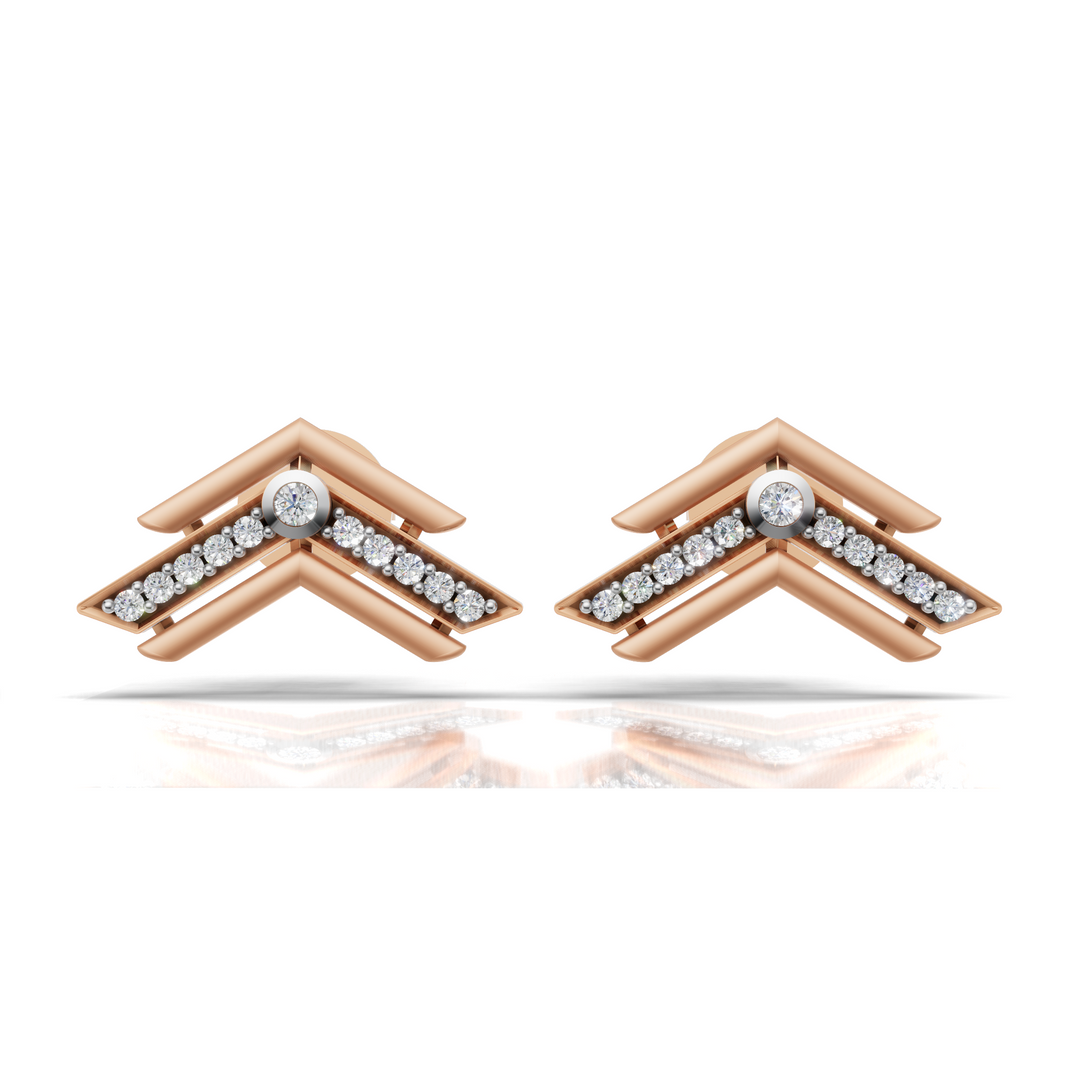 Arrowhead Diamond Studs Earring- 18Kt Rose Gold vermeil