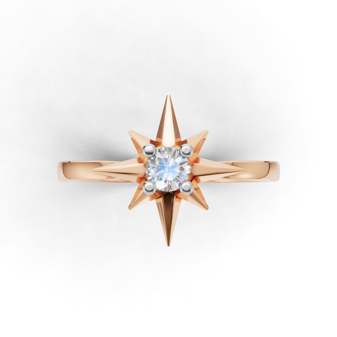 Sun Star Ring - 18Kt Rose Gold vermeil