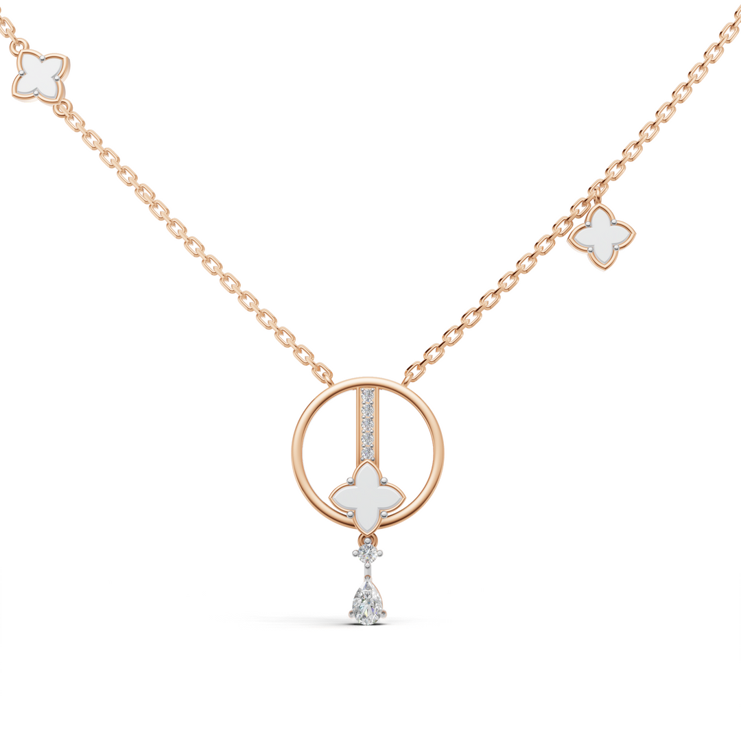 "Zen Blossom Drop" Necklace-18Kt Rose Gold vermeil