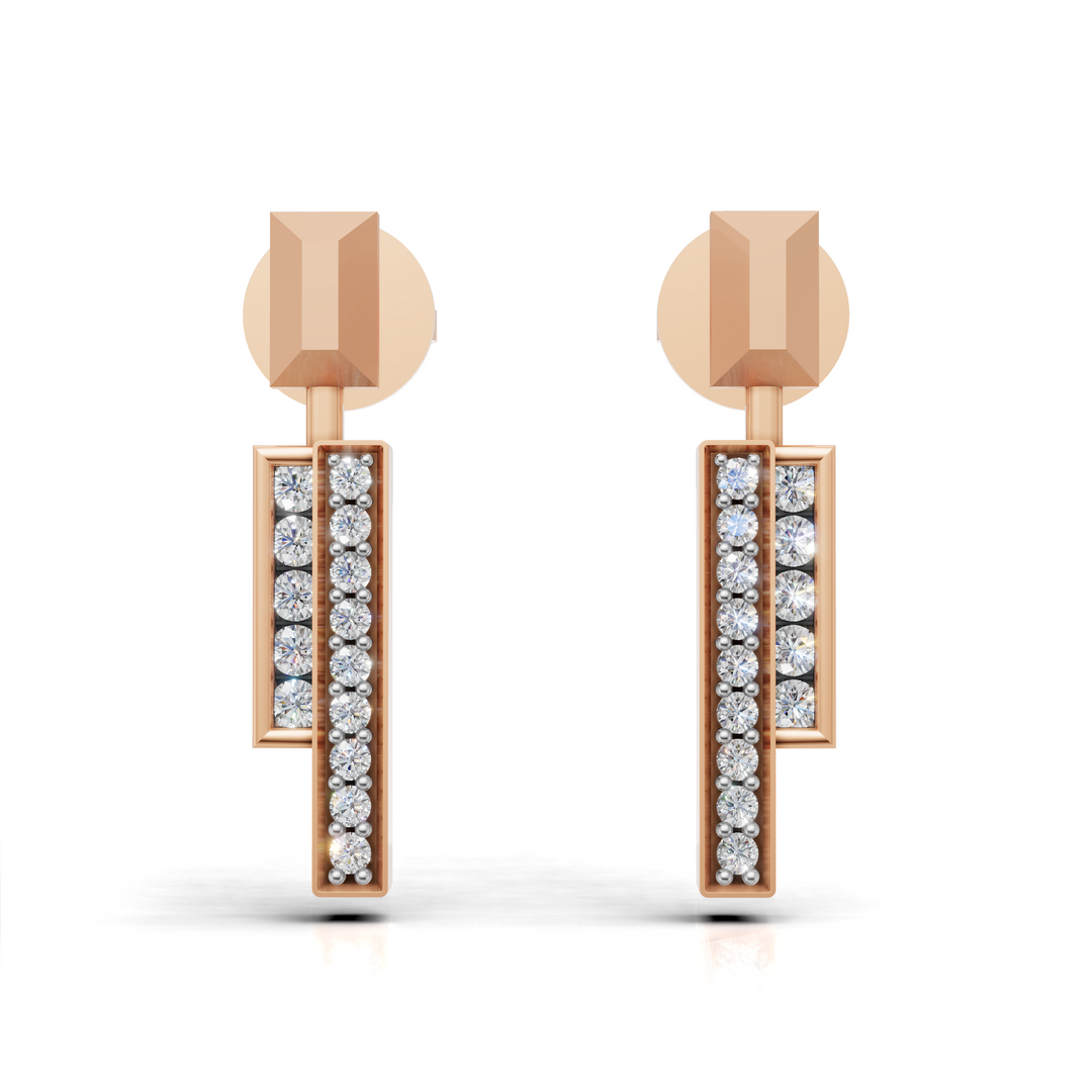 The "Bar & Stud" Earrings-18Kt Rose Gold vermeil