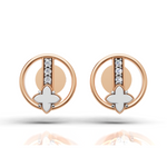 Load image into Gallery viewer, &quot;Lucky Petal&quot; Diamond Earrings - 18Kt Rose Gold vermeil
