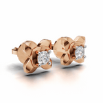 Load image into Gallery viewer, Criss-Cross Shank Diamond Earring - 18Kt Rose Gold vermeil
