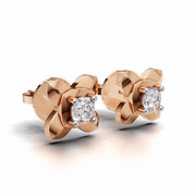 Criss-Cross Shank Diamond Earring - 18Kt Rose Gold vermeil