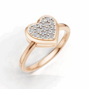 Diamond Flooded Heart Ring - 18Kt Rose Gold vermeil