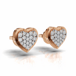 Load image into Gallery viewer, Diamond Flooded Heart Earring - 18Kt Rose Gold vermeil
