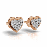 Diamond Flooded Heart Earring - 18Kt Rose Gold vermeil