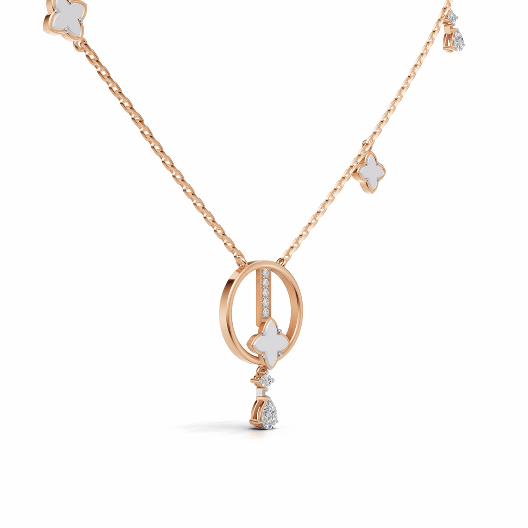 "Zen Blossom Drop" Necklace-18Kt Rose Gold vermeil