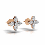 Load image into Gallery viewer, Flower Diamond Cluster Earring - 18Kt Rose Gold vermeil
