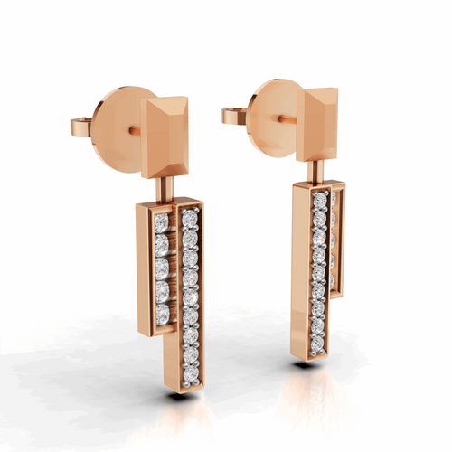 The "Bar & Stud" Earrings-18Kt Rose Gold vermeil