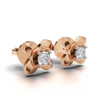 Load image into Gallery viewer, Criss-Cross Shank Diamond Earring - 18Kt Rose Gold vermeil
