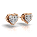 Load image into Gallery viewer, Diamond Flooded Heart Earring - 18Kt Rose Gold vermeil
