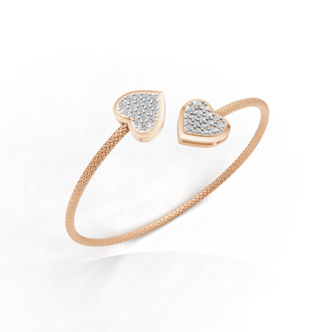 Twin Hearts Bracelet - 18Kt Rose Gold vermeil