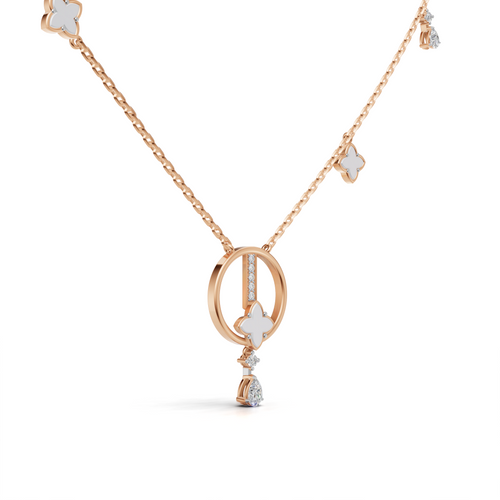 "Zen Blossom Drop" Necklace-18Kt Rose Gold vermeil