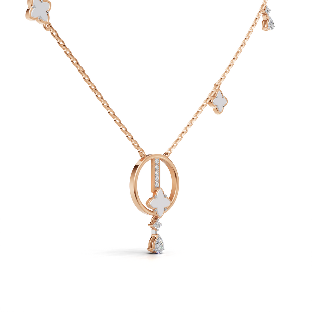 "Zen Blossom Drop" Necklace-18Kt Rose Gold vermeil