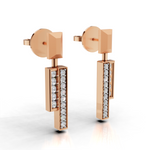 Load image into Gallery viewer, The &quot;Bar &amp; Stud&quot; Earrings-18Kt Rose Gold vermeil
