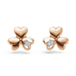 Load image into Gallery viewer, Heart Petal Clover Diamond Earring - 18Kt Rose Gold vermeil
