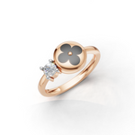 Load image into Gallery viewer, Clover Charm Diamond Ring - 18Kt Rose Gold vermeil

