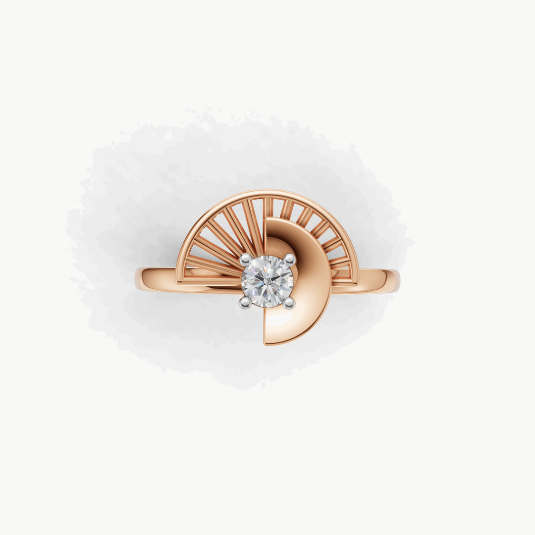 Radial Diamond Solitaire Ring - 18Kt Rose Gold vermeil