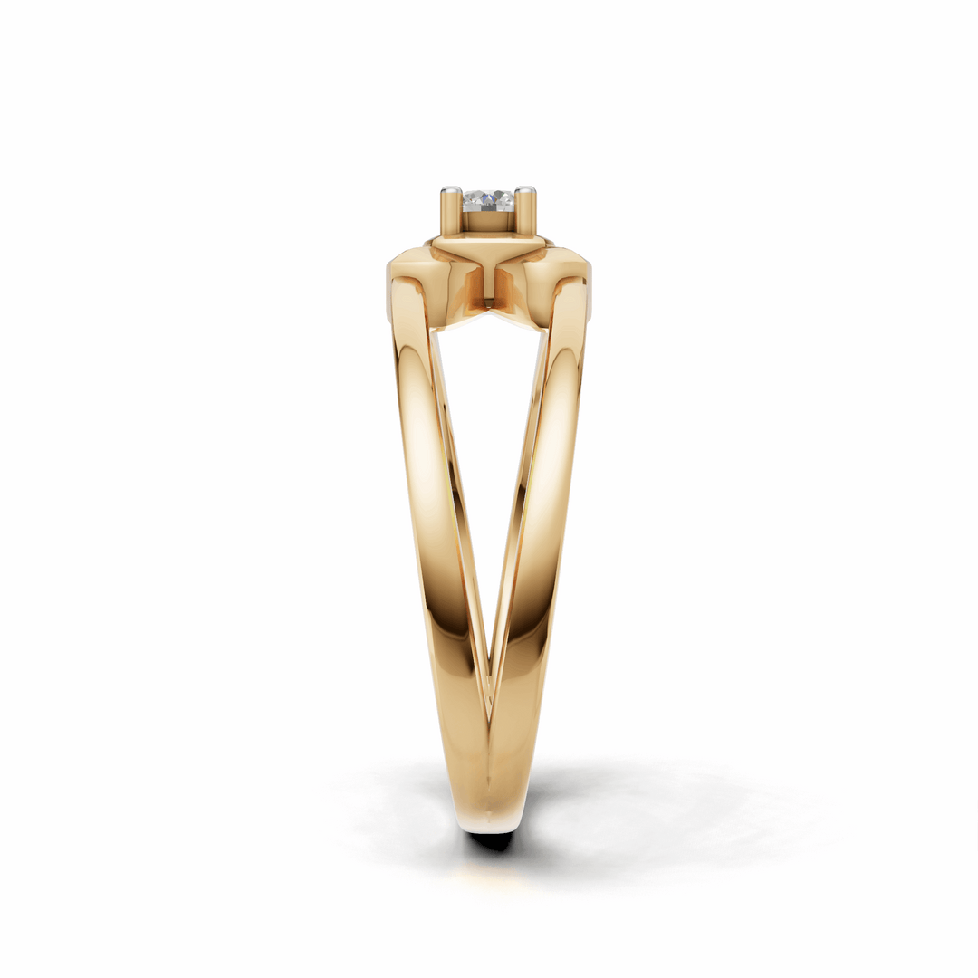 Criss-Cross Shank Diamond Solitaire Ring - 18Kt Gold vermeil