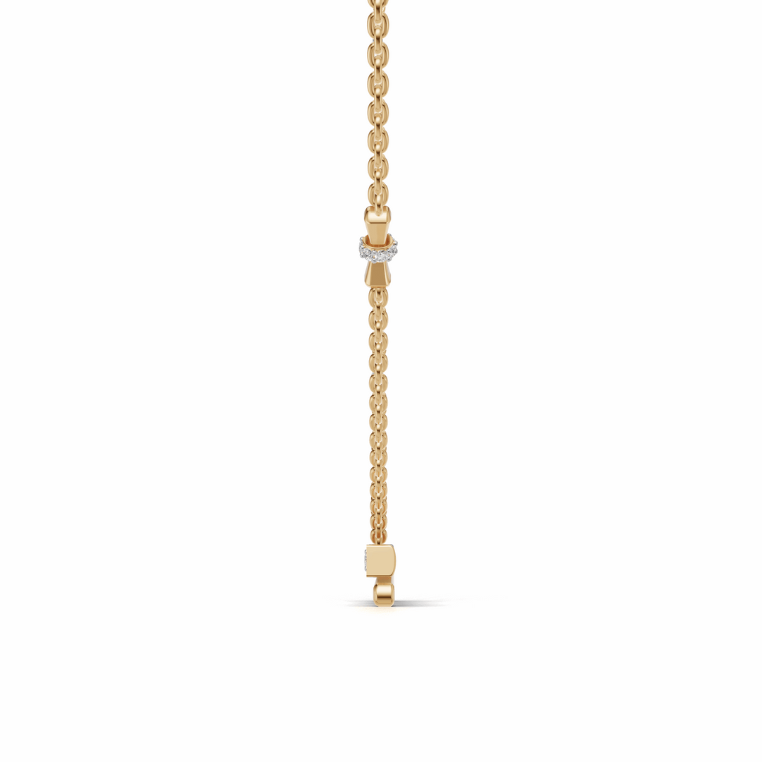 Diamond Bow Pendant Necklace-18Kt Gold vermeil