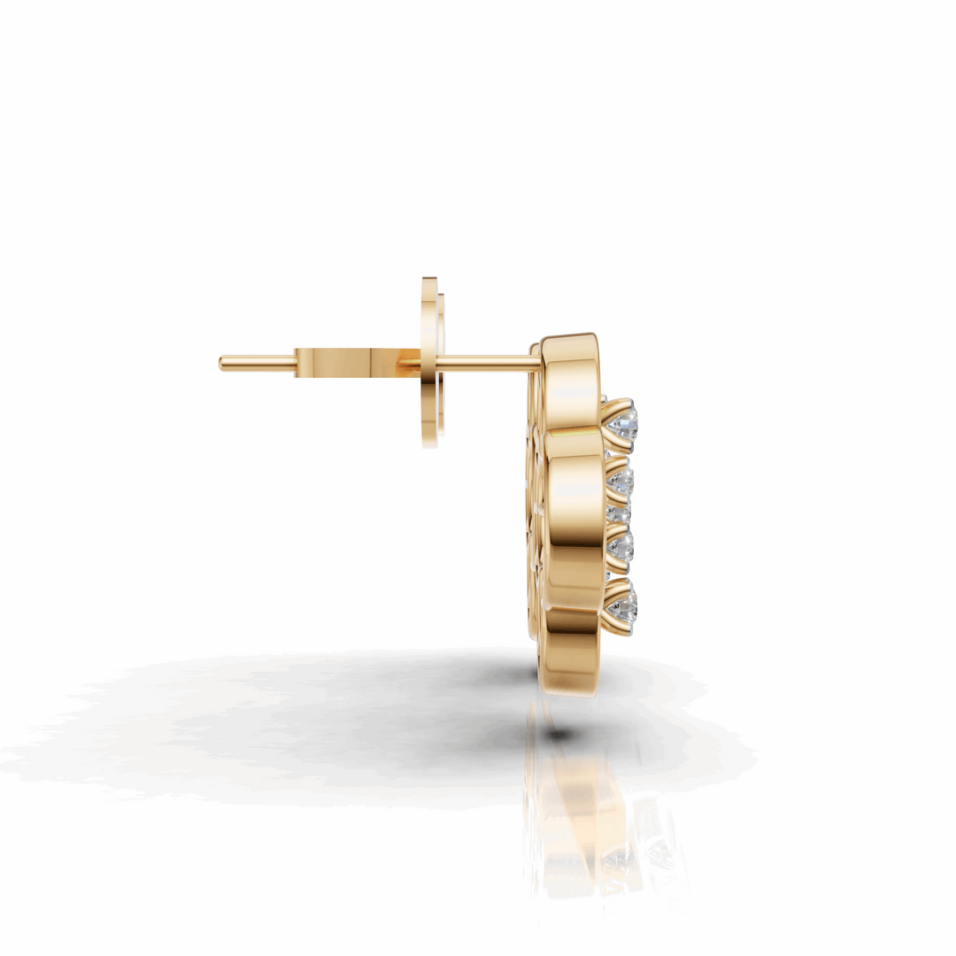 Clover Diamond Stud Earrings-18Kt Gold vermeil