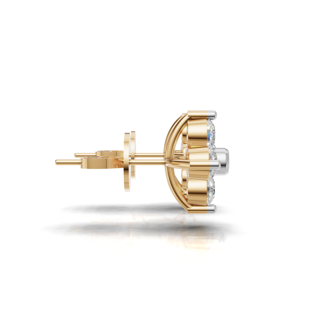 Flower Diamond Cluster Earring - 18Kt Gold vermeil