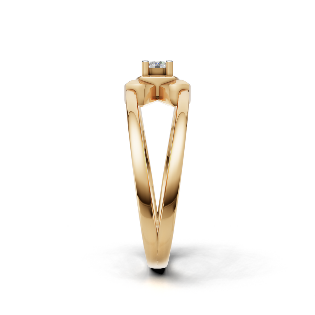 Criss-Cross Shank Diamond Solitaire Ring - 18Kt Gold vermeil