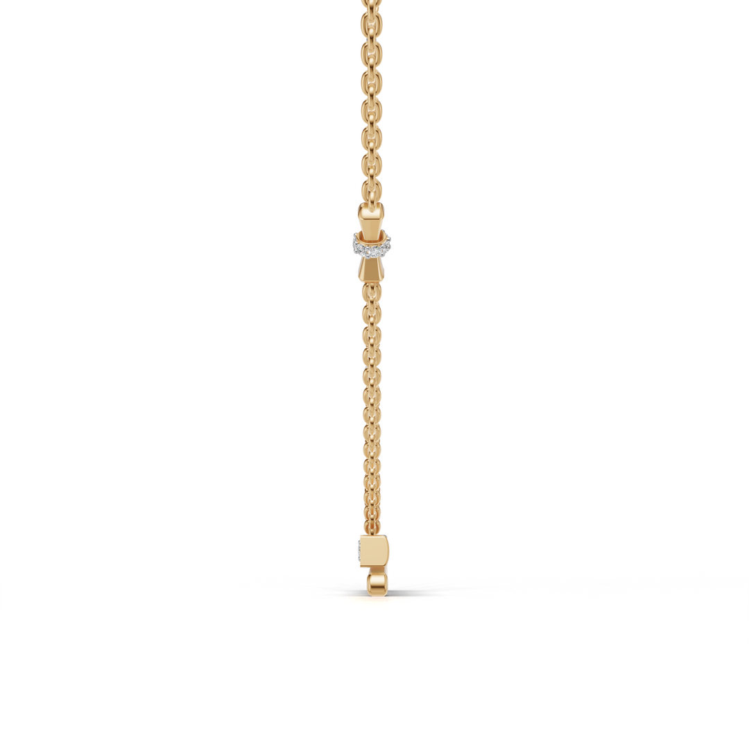 Diamond Bow Pendant Necklace-18Kt Gold vermeil