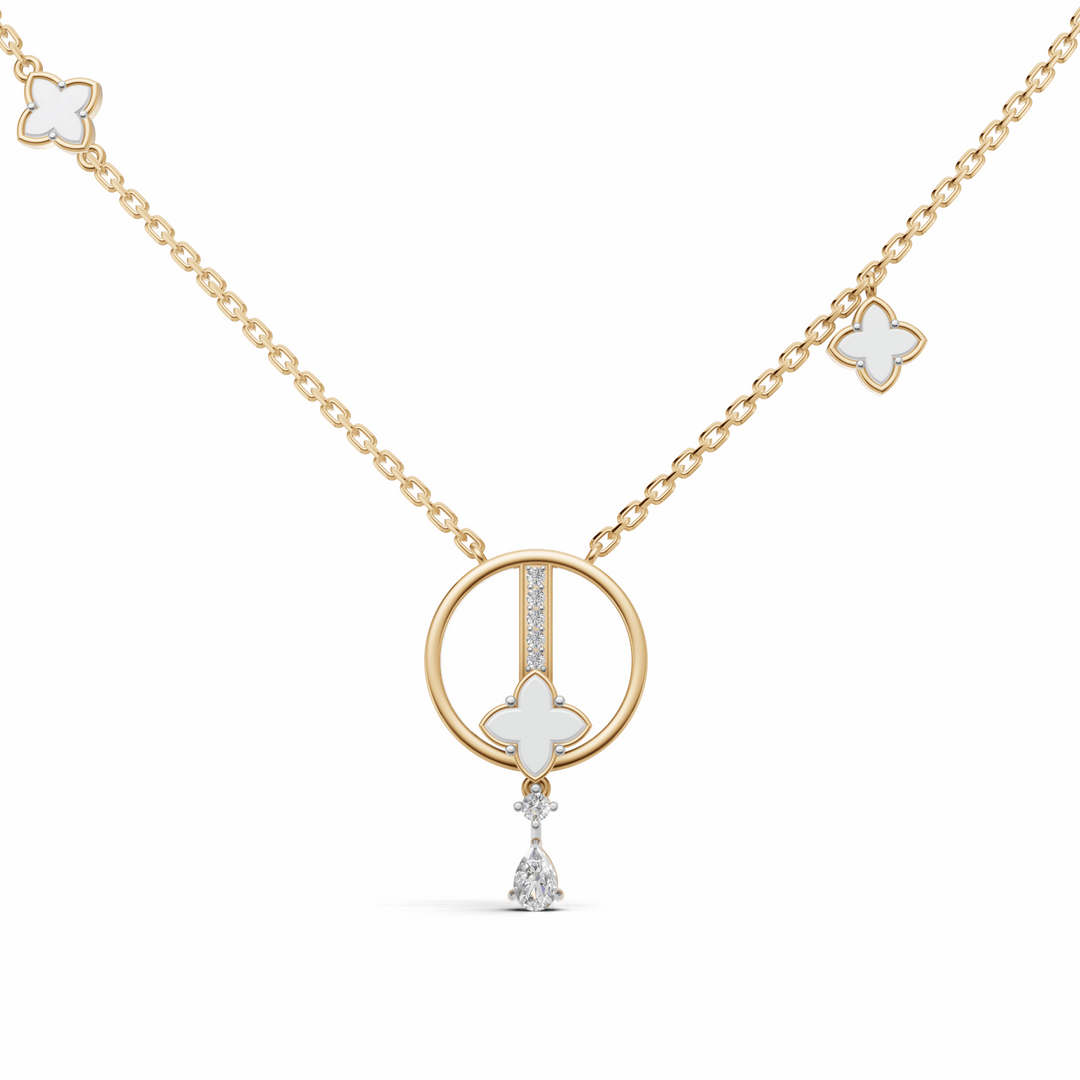 "Zen Blossom Drop" Necklace-18Kt Gold vermeil