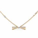 Load image into Gallery viewer, Diamond Bow Pendant Necklace-18Kt Gold vermeil
