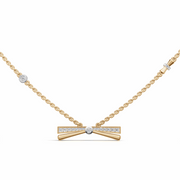 Diamond Bow Pendant Necklace-18Kt Gold vermeil