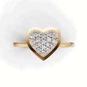 Diamond Flooded Heart Ring - 18Kt Gold vermeil