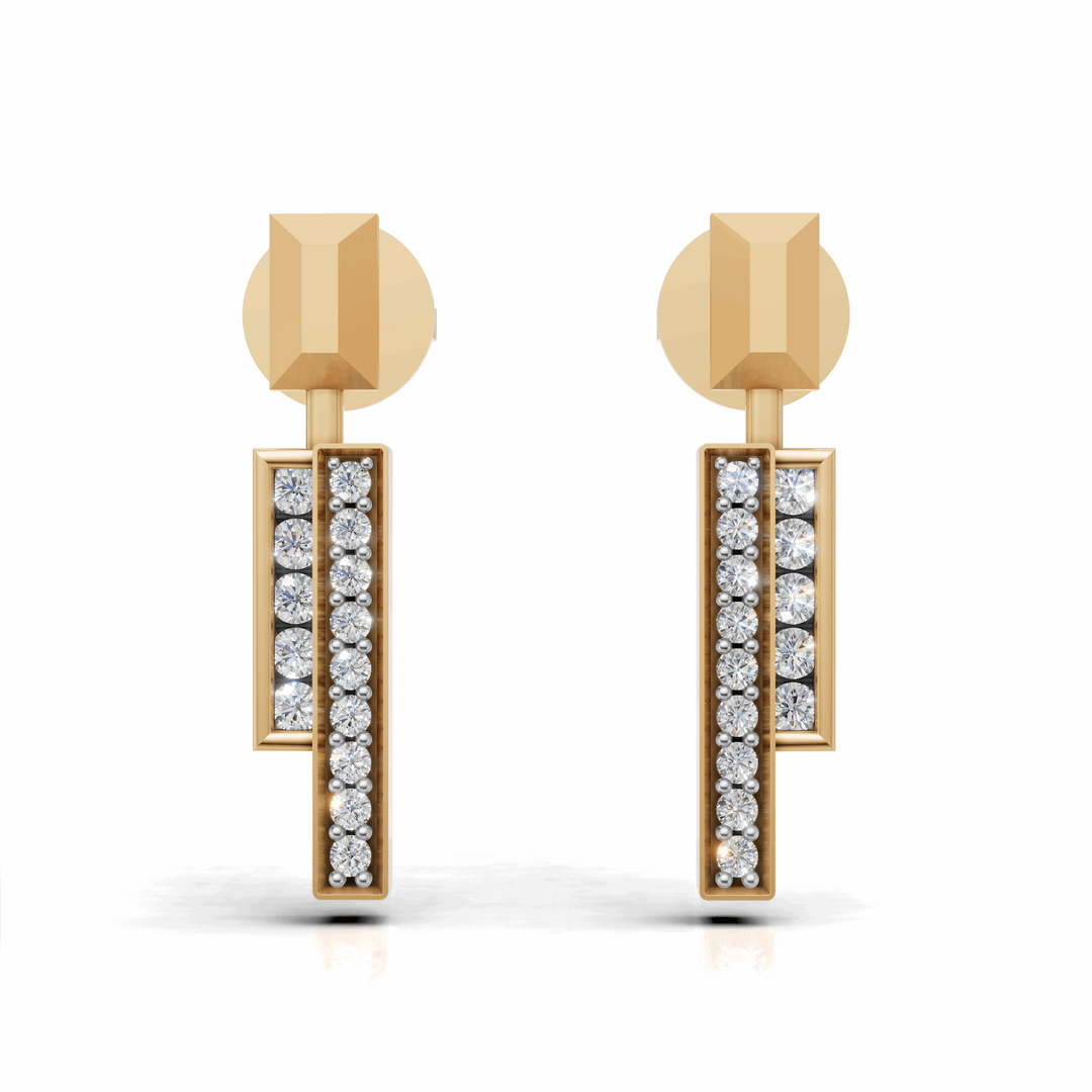 The "Bar & Stud" Earrings-18Kt Gold vermeil